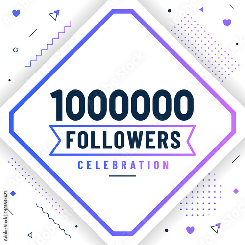 Thank you 1000000 followers, 1M followers celebration modern colorful design.