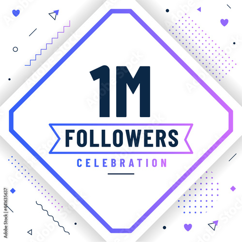 Thank you 1M followers, 1000000 followers celebration modern colorful design.