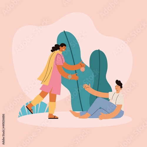 Couple with raksha bandhan wristbands