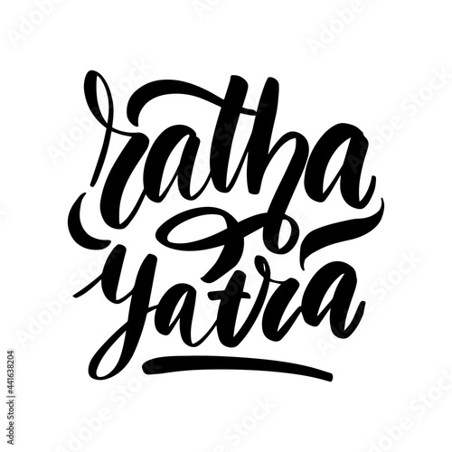 Vector isolated handwritten lettering Ratha Yatra on white background.