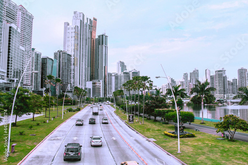 Panama city with panorama of beautiful buildings
