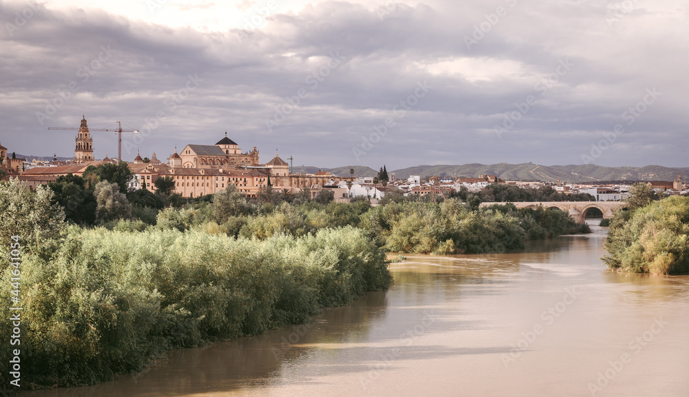 View of old Cordoba and the bridge crossing the river