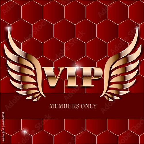 Red vip background for casino with gold wings