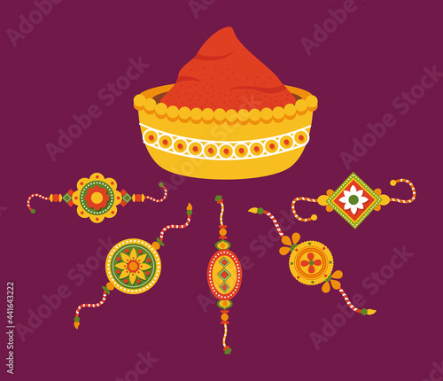 Indian powder bowl and raksha bandhan wristbands