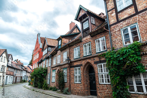 Street with old medieval houses in Lunenburg, Germany