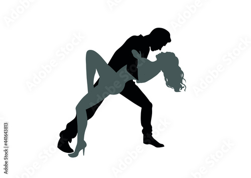 Dancing couple silhouette vector