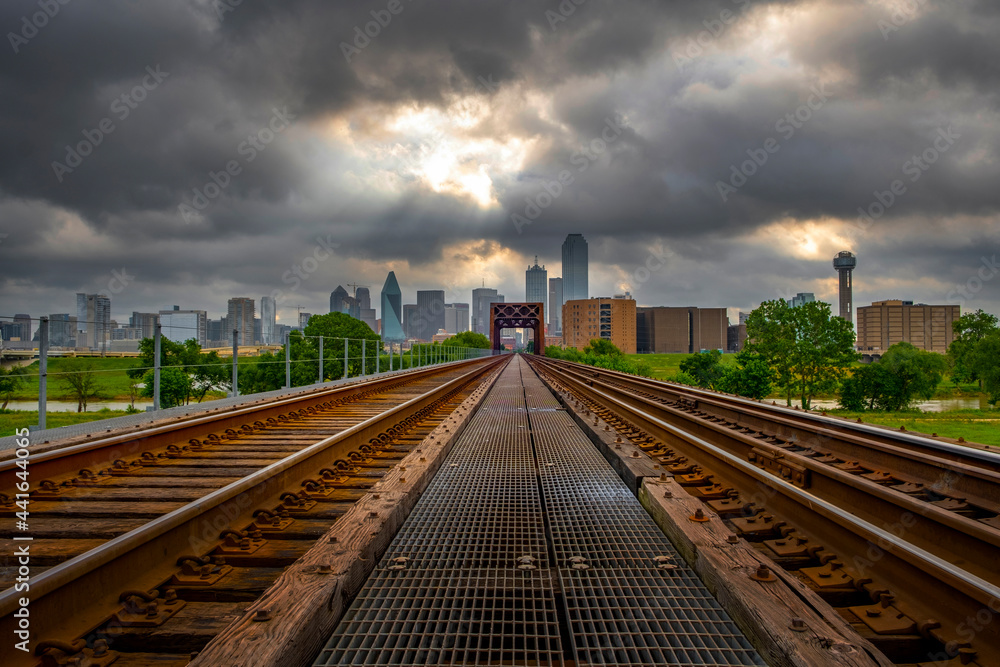 Dallas , Texas looking from railroad track