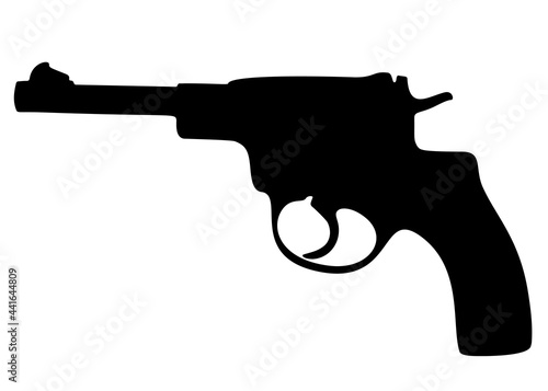 Fiery revolver. Vector image.