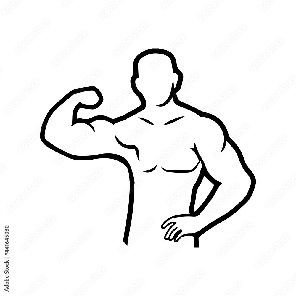 Muscle Bodybuilder man, exercise icon Black Vector illustration Muscle Bodybuilder man, exercise icon Black Vector illustration