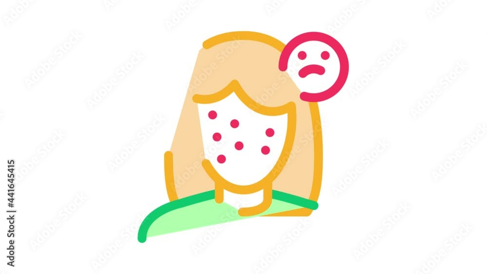 Acne Face Sad Girl Icon Animation. color Acne Face Sad Girl animated icon on white background Acne Face Sad Girl Icon Animation. color Acne Face Sad Girl animated icon on white background