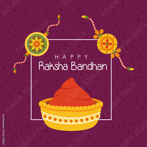 Happy raksha bandhan wristbands and powder bowl
