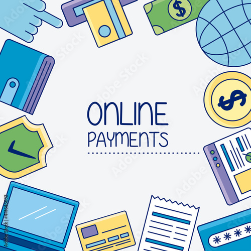 Online payments icon group