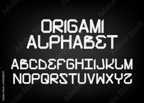 Designer font in the form of origami. Vector font. Part 1