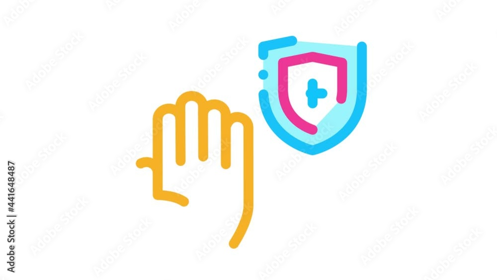 Hand Shield With Cross Icon Animation. color Hand Shield With Cross animated icon on white background Hand Shield With Cross Icon Animation. color Hand Shield With Cross animated icon on white background
