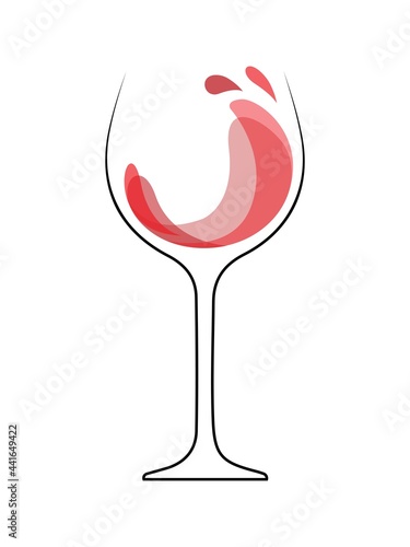 Vector illustration. Wine card, sticker banner, poster. Premium quality. Red wine icon. Business card, price list for wine bar. Glass of wine icon
