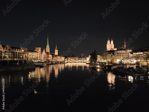 Picture of Zurich taken during a clear summer night.