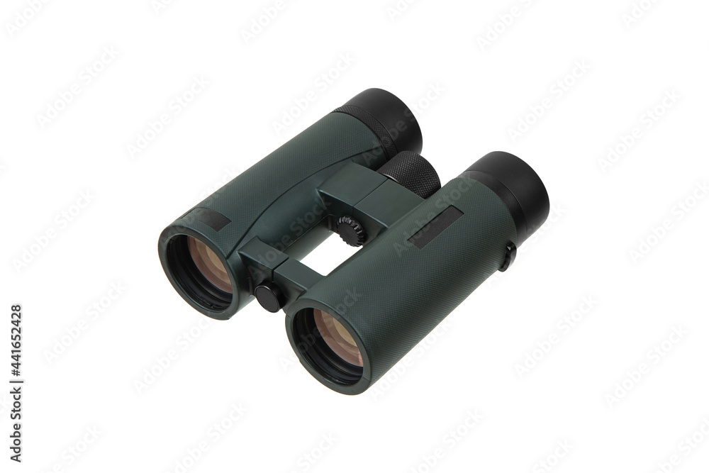 Modern binoculars for long-range observation. Isolate on a white back Modern binoculars for long-range observation. Isolate on a white back