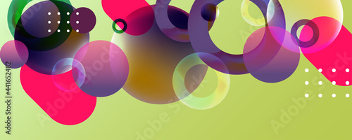 Futuristic abstraction background new trend colors 2021-2022. Graphic elements different colors line shapes and round shapes Live data style