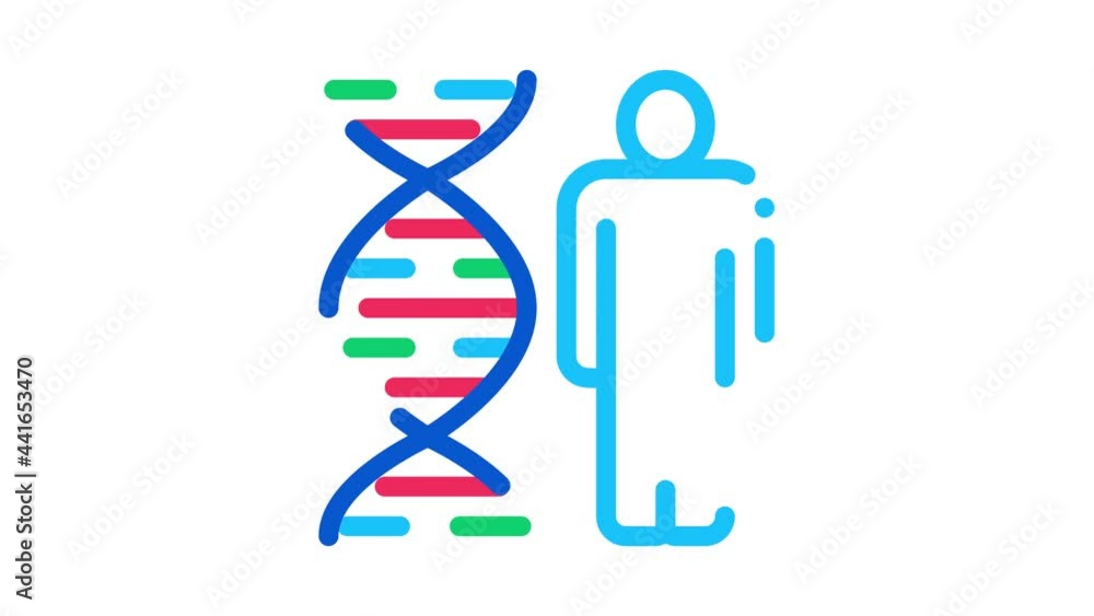 Human And Molecule Dna Icon Animation. color Human And Molecule Dna animated icon on white background Human And Molecule Dna Icon Animation. color Human And Molecule Dna animated icon on white background