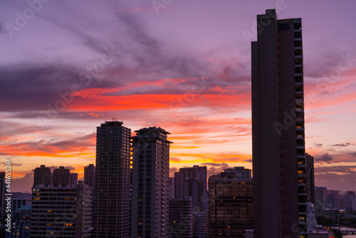 Beautiful sky after sunset. Waikiki  Honolulu  Oahu  Hawaii. 