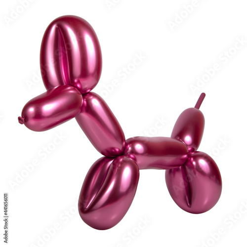 Pink bright balloon dog isolated on the white background