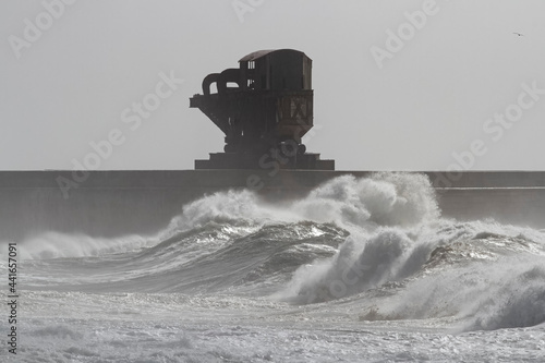 Leixoes harbor north wall during storm photo