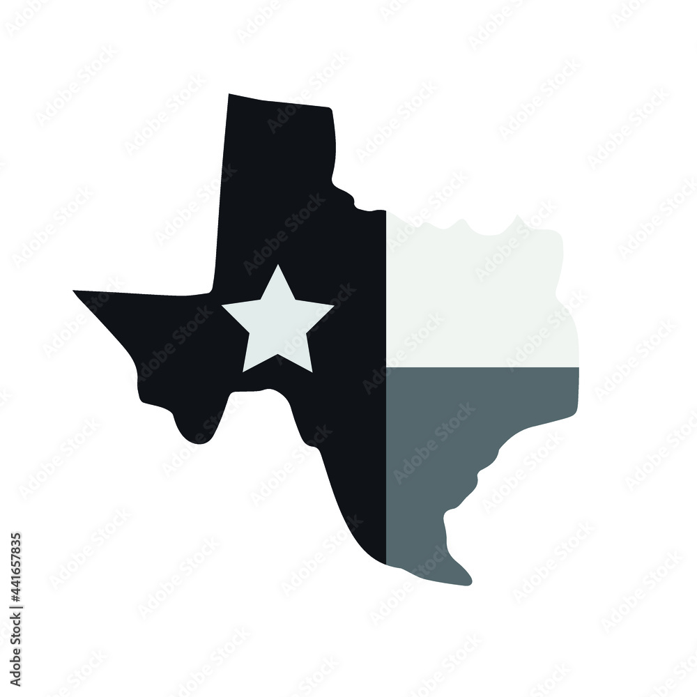 Vector Texas flag state map silhouette isolated on white background ...