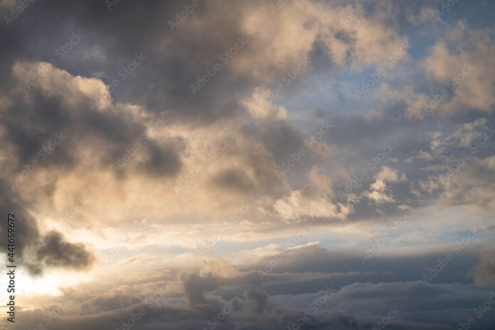 Sky with red-colored clouds