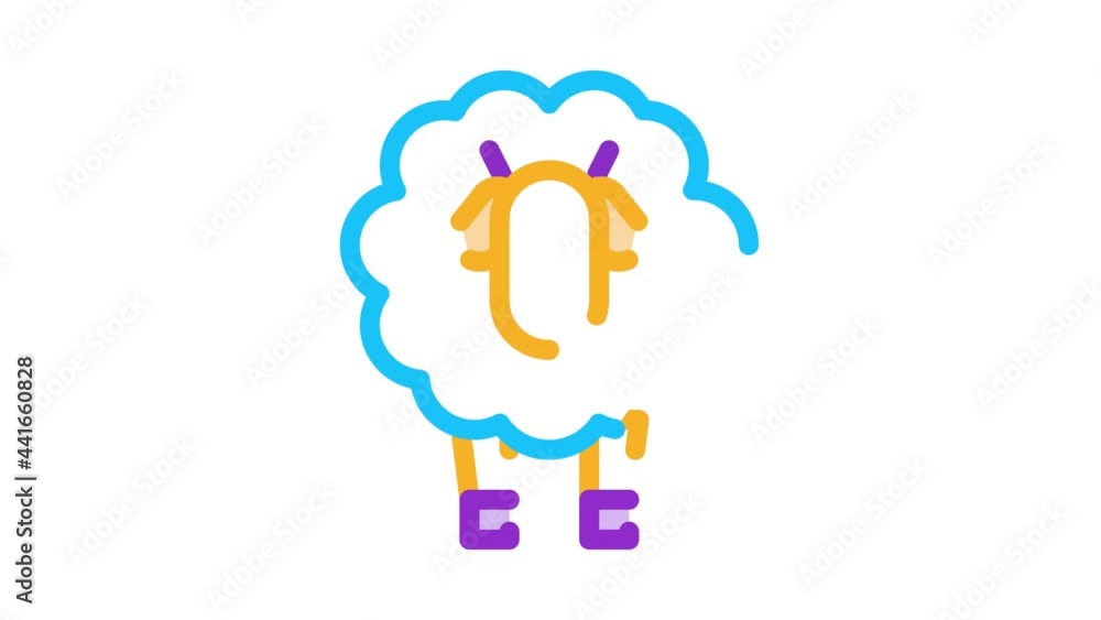 Woolly Sheep Lamb Animal Icon Animation. color Woolly Sheep Lamb Animal animated icon on white background Woolly Sheep Lamb Animal Icon Animation. color Woolly Sheep Lamb Animal animated icon on white background