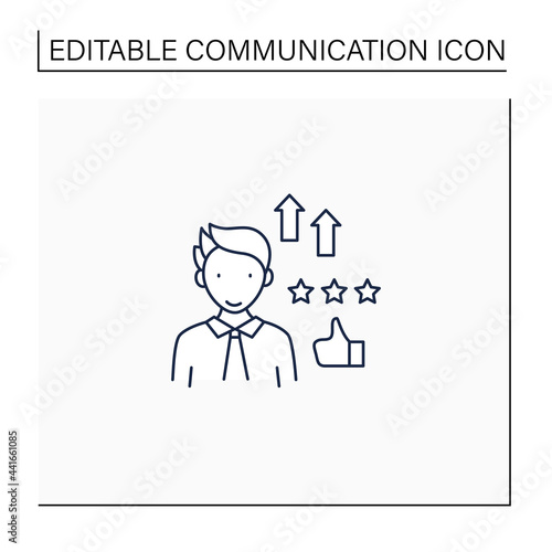 Self efficacy line icon. Faith in capabilities. Productivity, efficiency in work. Strong personality.Perfect interlocutor. Effective communication concept. Isolated vector illustration.Editable stroke