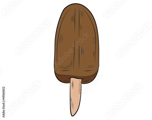 Cartoon realistic multicolored ice cream on a stick in isolate on a white background. Vector illustration.