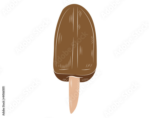 Cartoon realistic multicolored ice cream on a stick in isolate on a white background. Vector illustration.