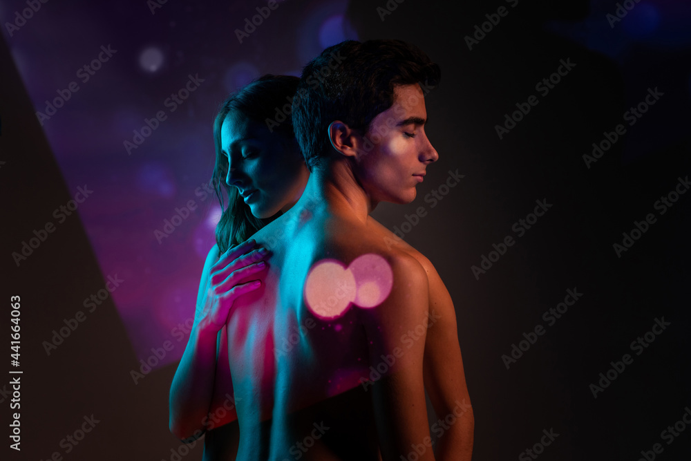 Lovely couple with projector lights Lovely couple with projector lights