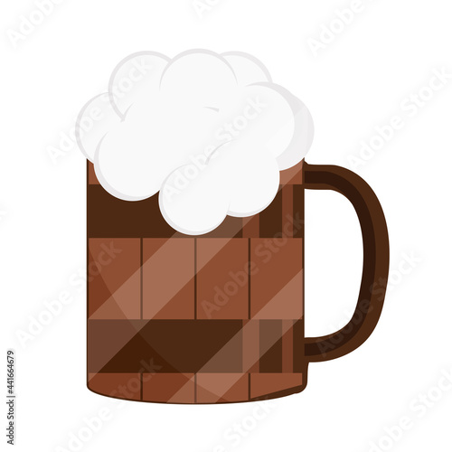 beer in wood mug