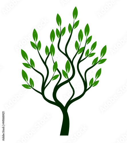 Green shape of Tree on white background. Vector illustration.