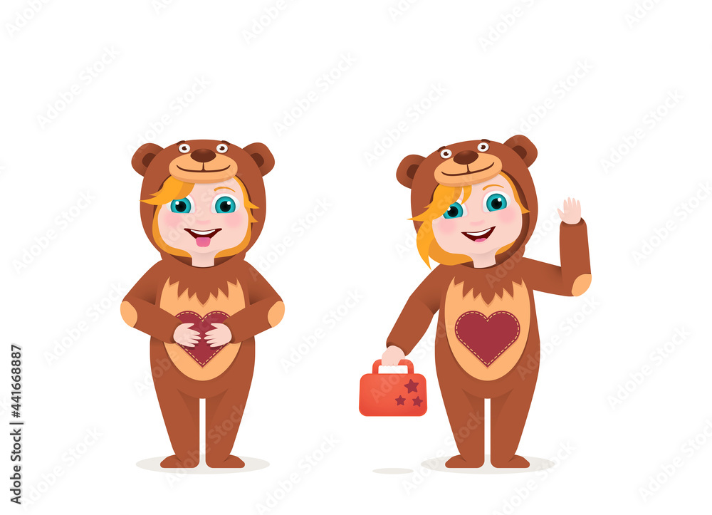 Obraz premium Cute kid wearing animal costume