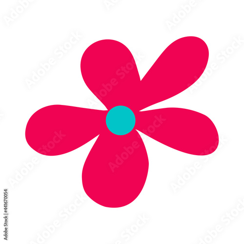 Pink field flower. Vector illustration in the doodle style.