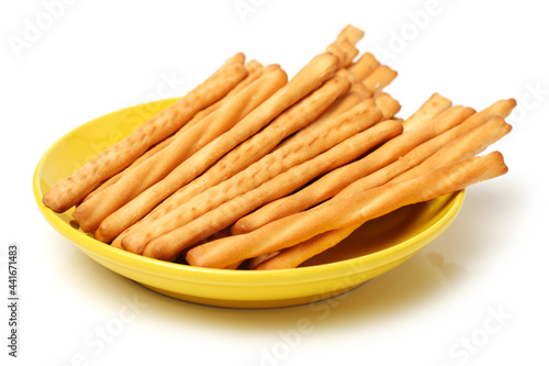 bread sticks on white background