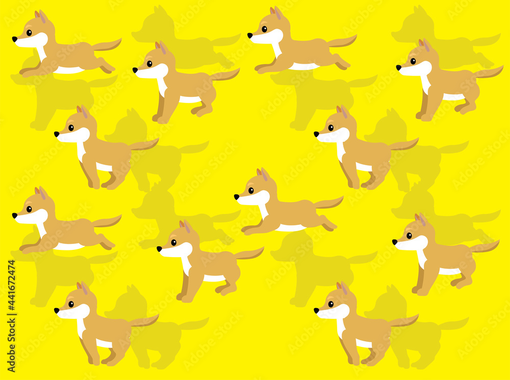 Animal Animation Dog Dingo Cartoon Vector Seamless Wallpaper