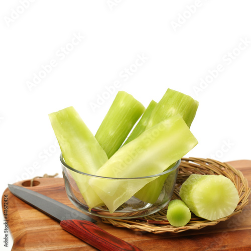 Asparagus lettuce on white background  photo