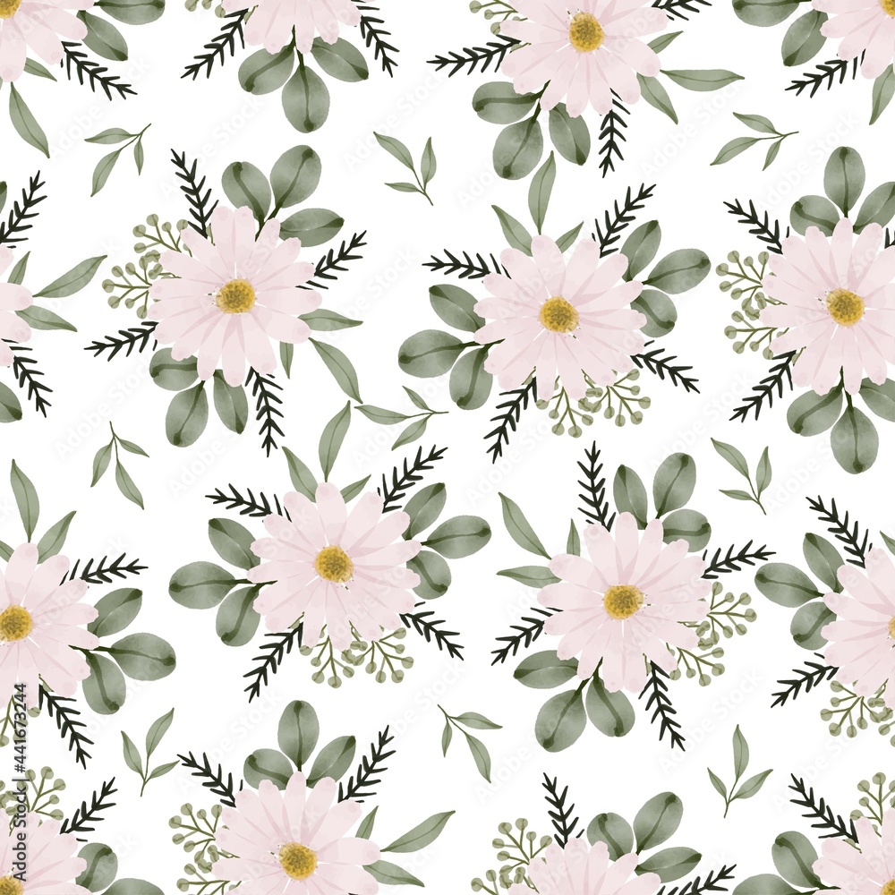 Obraz premium seamless pattern of soft pink daisy for fabric and background