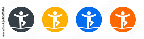 Tightrope walker icon vector. Balance, equilibrium, stability symbol.