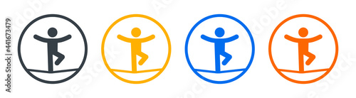 Man standing balance on rope icon vector illustration. Body equilibrium concept