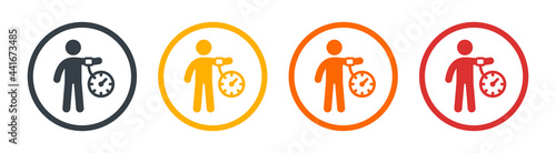 Blood pressure icon. Patient with blood pressure meter panel symbol isolated on white.