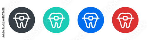 Tooth brackets, braces icon. Dental care concept