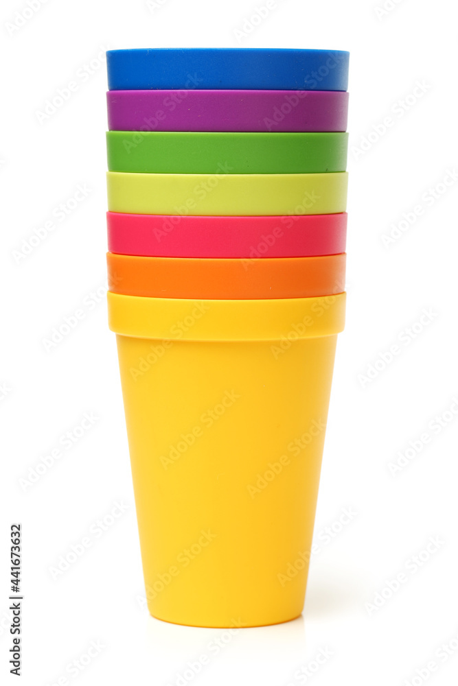 plastic cups on white background plastic cups on white background