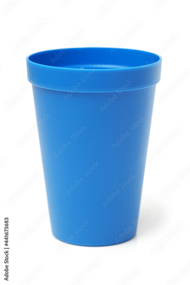 plastic cups on white background 