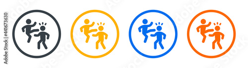 Kicking icon. People training karate icon vector illustration. Fighter concept