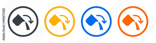 Pouring icon from measuring cup with arrow down icon vector symbol isolated on white background.