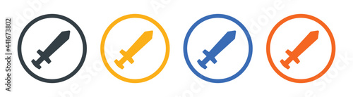 Set of sword icon vector illustration. Weapon concept